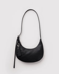 Small Recycled Leather Flat Crescent Black