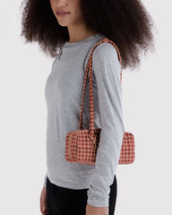 Small Nylon Bowler Bag Tan Houndstooth