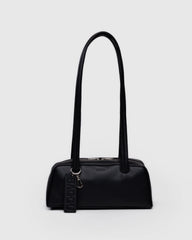 Small Recycled Leather Bowler Bag Black