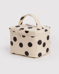 Large Cosmetic Case Cream and Black Polka Dot