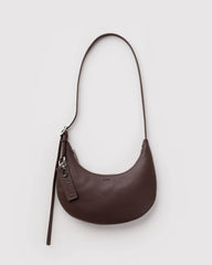 Small Recycled Leather Flat Crescent Brown