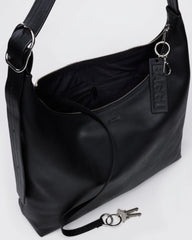 Recycled Leather Shoulder Bag Black