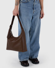 Recycled Leather Shoulder Bag Brown