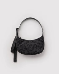 Small Nylon Crescent Bag Charcoal Ditsy Floral