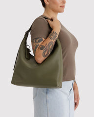 Recycled Leather Shoulder Bag Loden