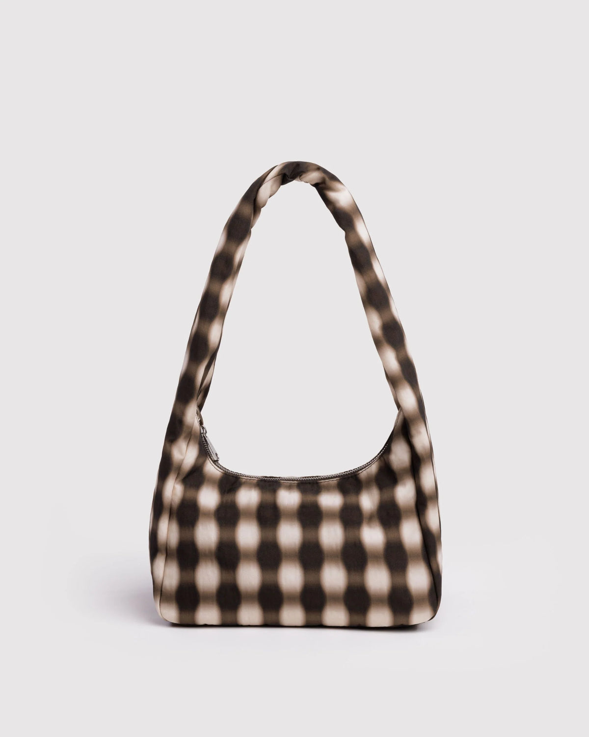 Small Nylon Meringue Bag Blurred Gingham Brown