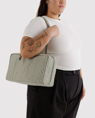 Medium Nylon Bowler Bag Sage Stripe