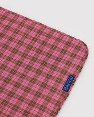 Puffy Picnic Blanket Azalea Pink Tartan