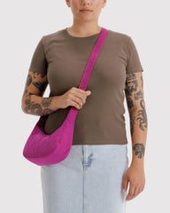Small Nylon Crescent Bag Deep Fuchsia