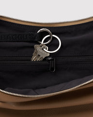 Medium Recycled Leather Flat Crescent Dune