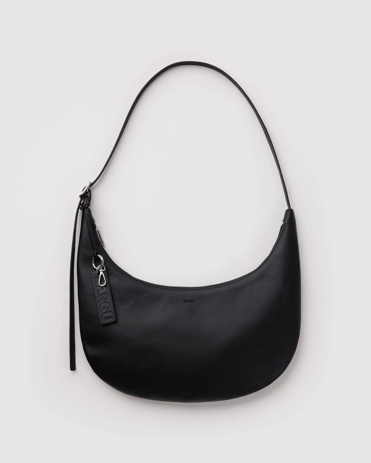 Medium Recycled Leather Flat Crescent Black