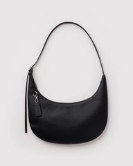 Medium Recycled Leather Flat Crescent Black