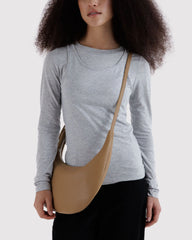 Medium Recycled Leather Flat Crescent Dune