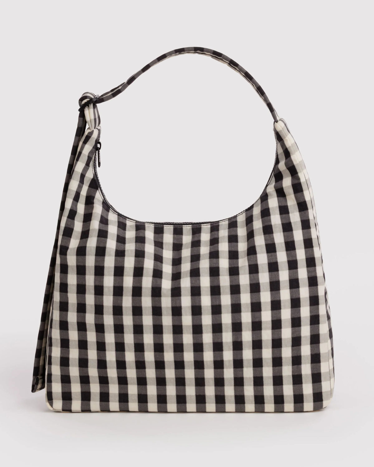 Nylon Shoulder Bag Black And Cream Gingham