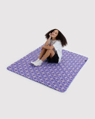 Puffy Picnic Blanket Market Plaid Blue