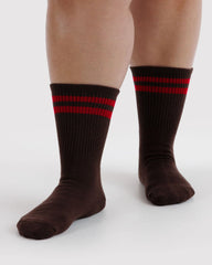 Ribbed Sock Coffee Stripe