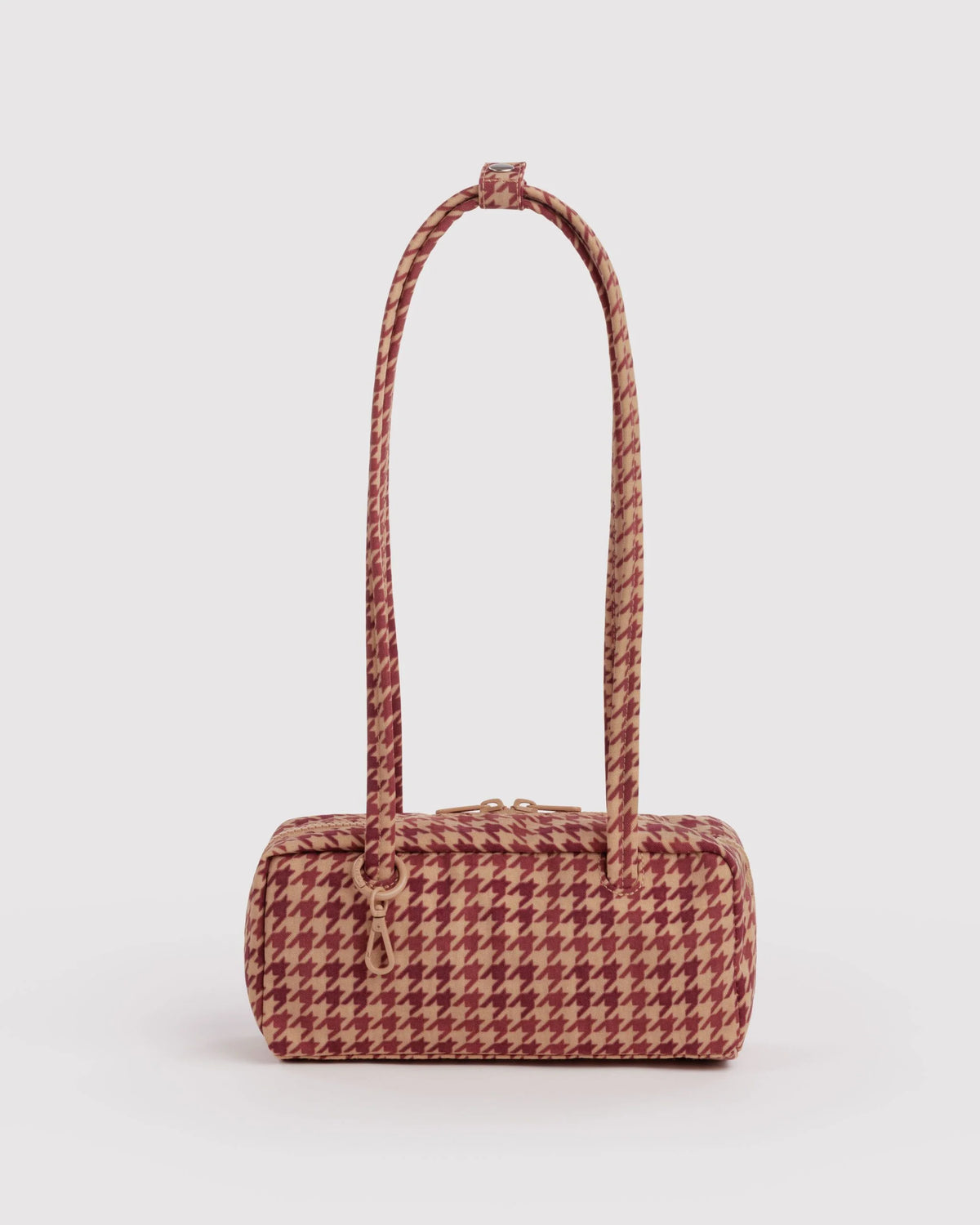 Small Nylon Bowler Bag Tan Houndstooth