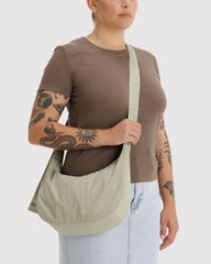 Medium Nylon Crescent Bag Celadon