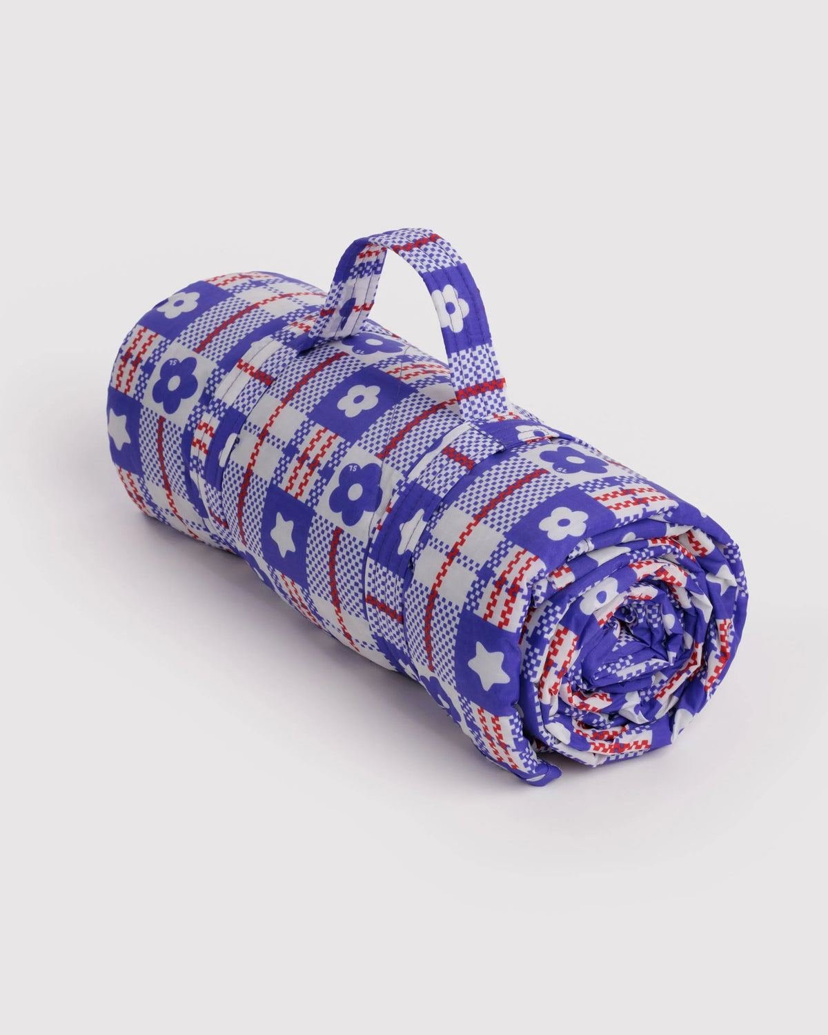 Puffy Picnic Blanket Market Plaid Blue