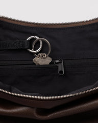 Medium Recycled Leather Flat Crescent Brown