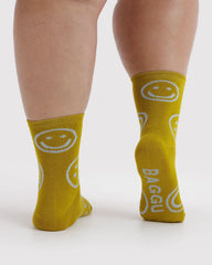 Crew Sock Ochre Happy