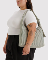 Nylon Shoulder Bag Sage Stripe