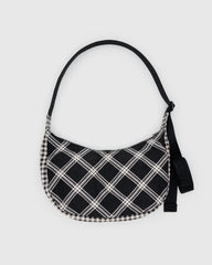 Medium Nylon Crescent Bag Mixed Plaid