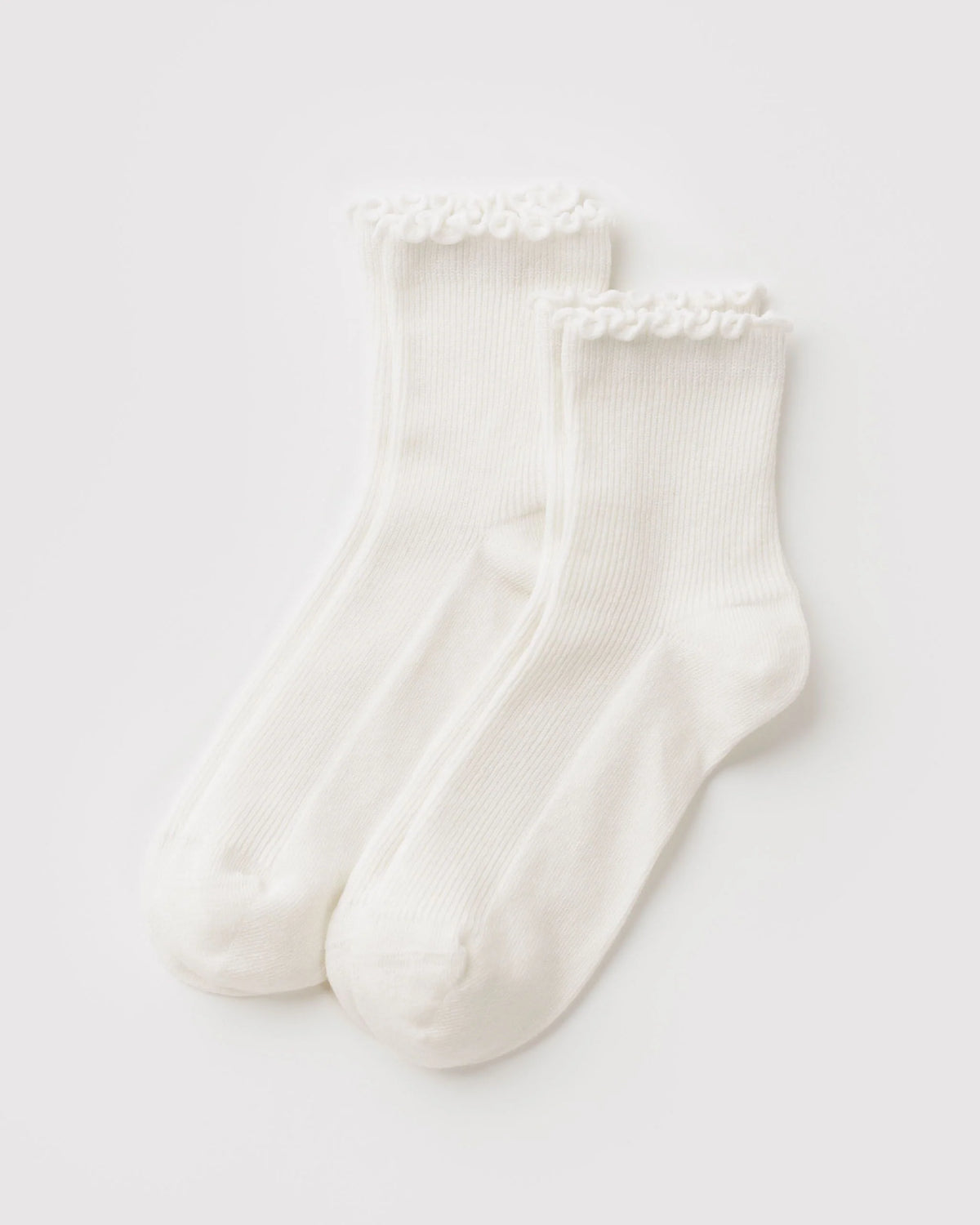 Lettuce Edge Sock Set of 2 White