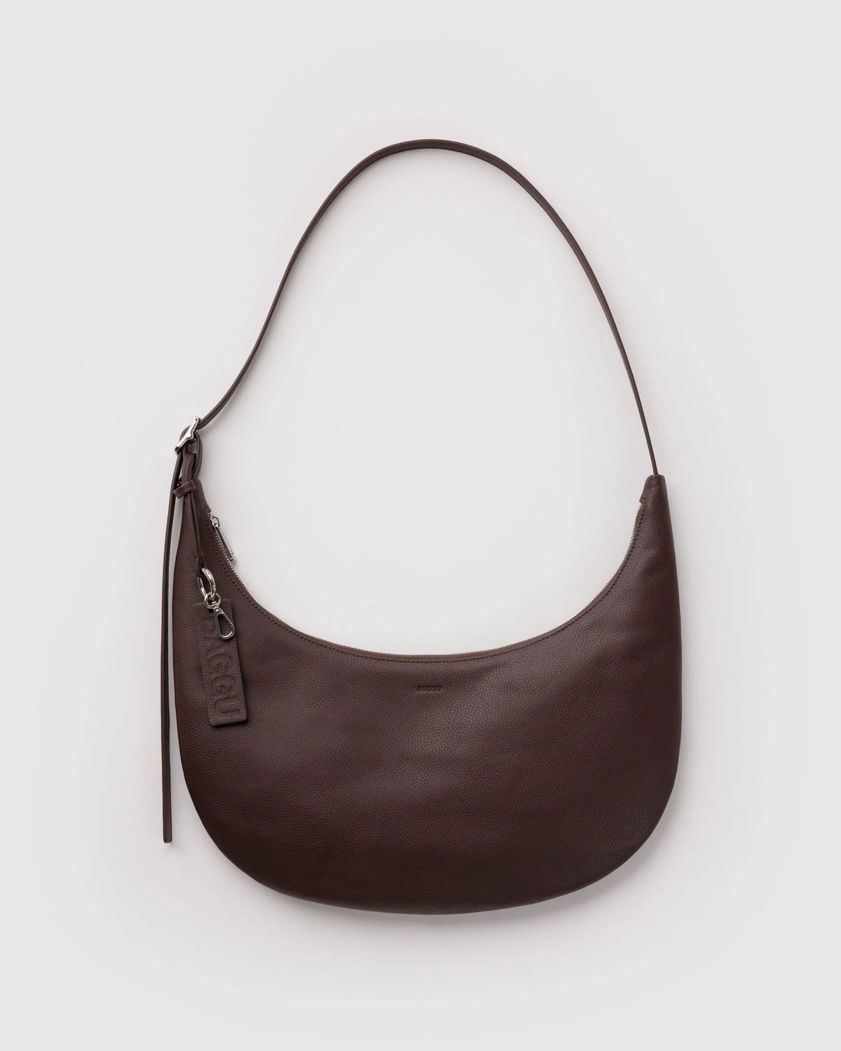 Medium Recycled Leather Flat Crescent Brown