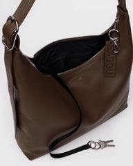 Recycled Leather Shoulder Bag Brown