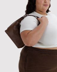 Mini Recycled Leather Shoulder Bag Brown
