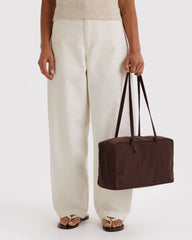 Medium Nylon Bowler Bag Coffee