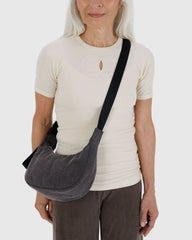 Small Denim Crescent Bag Washed Black Denim