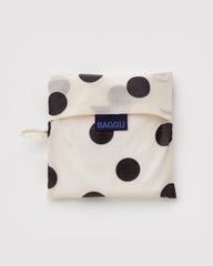 Big Baggu Cream and Black Polka Dot