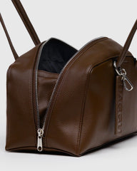 Recycled Leather Bowler Bag Brown
