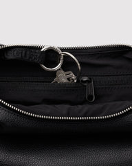 Small Recycled Leather Flat Crescent Black
