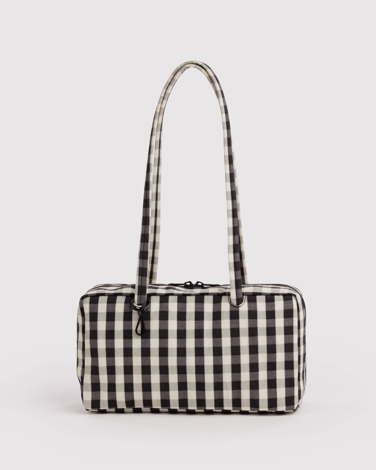 Nylon Bowler Bag Black And Cream Gingham