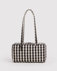 Nylon Bowler Bag Black And Cream Gingham