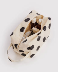 Dopp Kit Cream and Black Polka Dot
