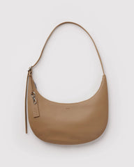 Medium Recycled Leather Flat Crescent Dune