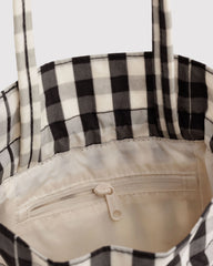 Nylon Drawstring Bag Black And Cream Gingham