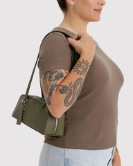 Small Recycled Leather Bowler Bag Loden
