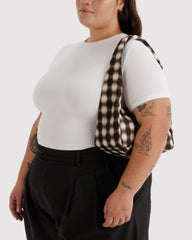 Small Nylon Meringue Bag Blurred Gingham Brown